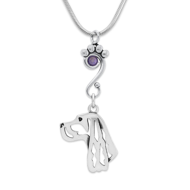 Crystal Gordon Setter Necklace, Head