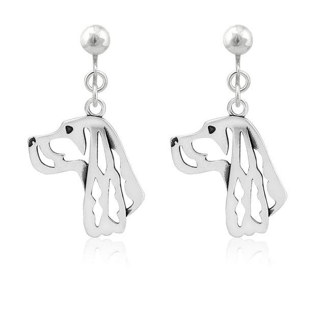 Gordon Setter Clip-On Earrings Head Design with Grouse in Sterling Silver.