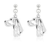 Gordon Setter Earrings Head Design with Grouse in Sterling Silver in Dangle Post.