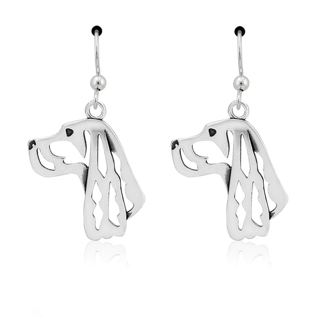 Gordon Setter Earrings Head Design with Grouse in Sterling Silver in French Hook.