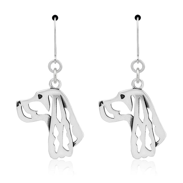 Gordon Setter Earrings Head Design with Grouse in Sterling Silver in Leverback.