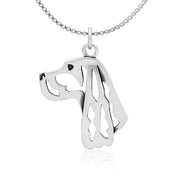 Gordon Setter Necklace Head Design in Sterling Silver on Box Chain.