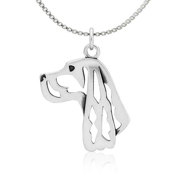 Gordon Setter Necklace Head Design in Sterling Silver on Box Chain.