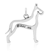 Great Dane Pendant Body Design in Sterling Silver Back Side View.