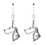 Great Dane Earrings Head Design with Cropped Ears in Sterling Silver in Leverback.