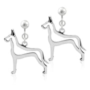 Great Dane Clip-On Earrings Body Design in Sterling Silver.