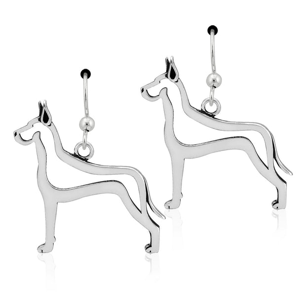 Great Dane Earrings Body Design in Sterling Silver in French Hook.