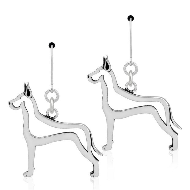 Great Dane Earrings Body Design in Sterling Silver in Leverback.