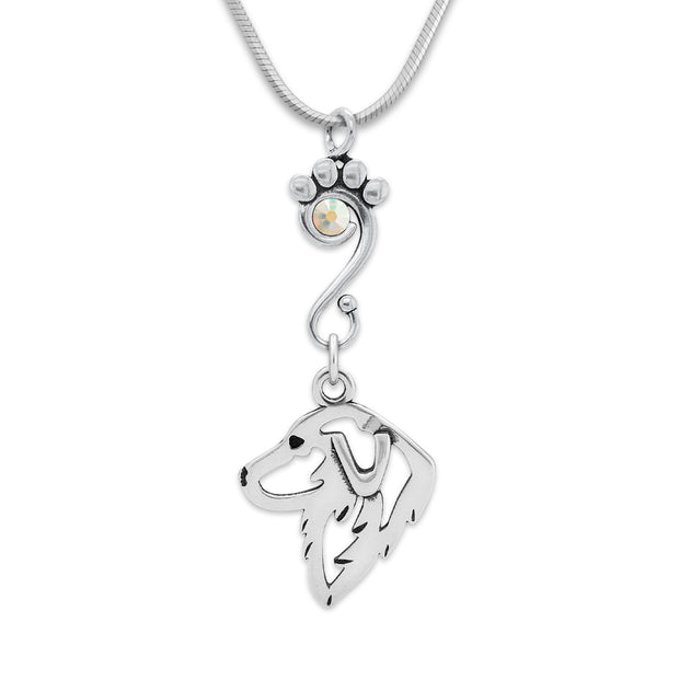 Crystal Great Pyrenees Necklace, Head