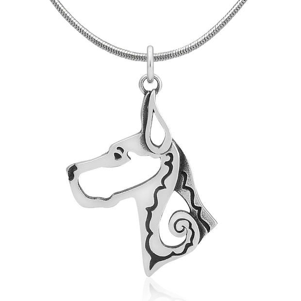 Great Dane Pendant Necklace in Sterling Silver