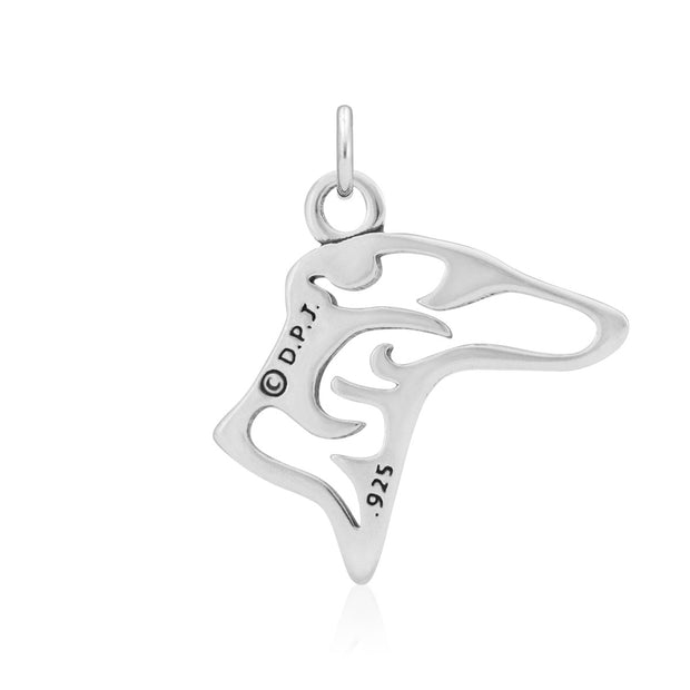 Greyhound Pendant Head Design in Sterling Silver Back Side View.