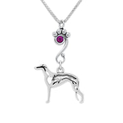 Crystal Greyhound Necklace, w/Fox