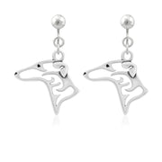 Greyhound Clip-On Earrings Head Design in Sterling Silver.