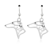 Greyhound Earrings Head Design in Sterling Silver in French Hook.