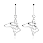 Greyhound Earrings Head Design in Sterling Silver in Leverback.