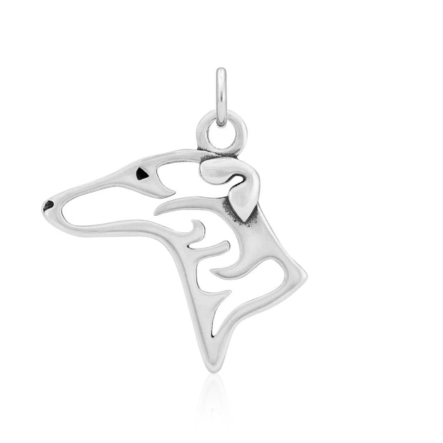 Greyhound Pendant Head Design in Sterling Silver.