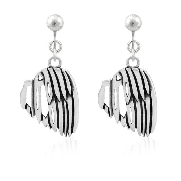 Havanese Clip-On Earrings Head Design in Sterling Silver.