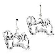 Havanese Earrings Body Design in Sterling Silver in French Hook.