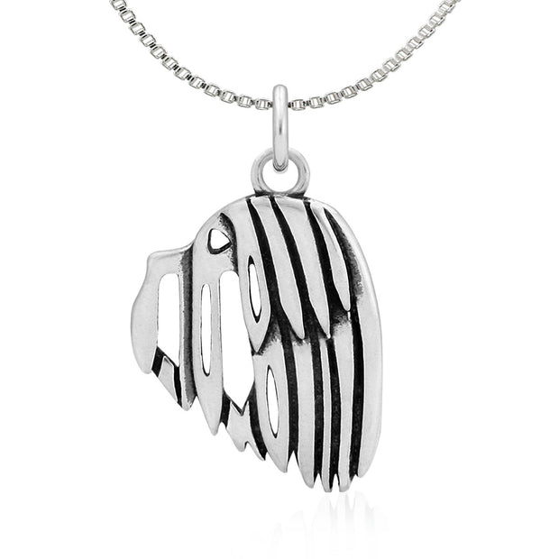 Havanese Necklace Head Design in Sterling Silver on Box Chain.