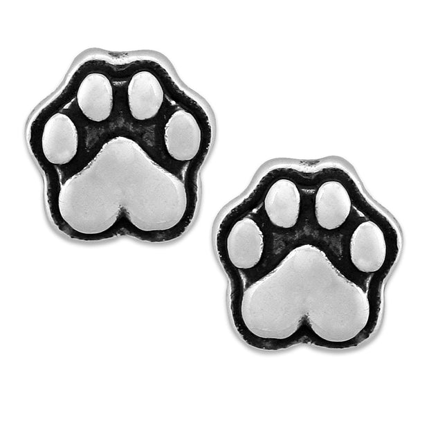 Paw Print Post Earrings in Sterling Silver.