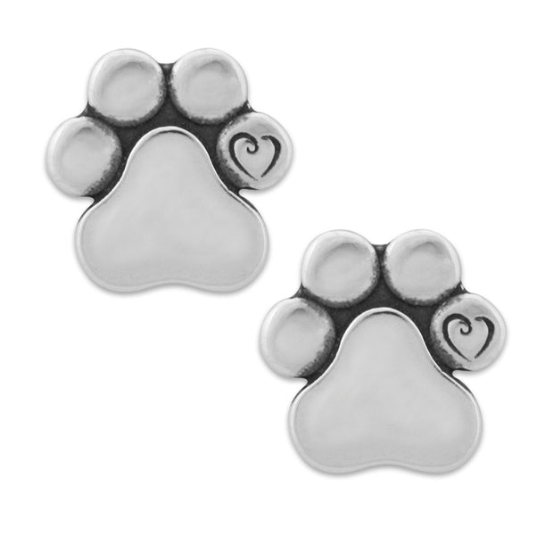 Heart and Paw Print Post Earrings, Unconditional Love