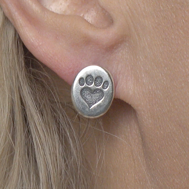 Heart and Paw Print Stud Earrings, We Love Paws