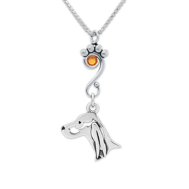 Crystal Irish Setter Necklace, Head