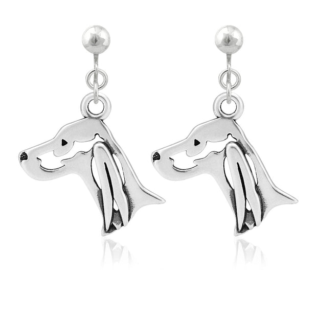 Irish Setter Clip-On Earrings Head Design in Sterling Silver.