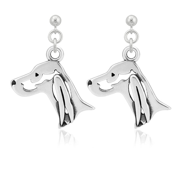 Irish Setter Earrings Head Design in Sterling Silver in Dangle Post.