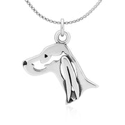 Irish Setter Necklace Head Design in Sterling Silver on Box Chain.