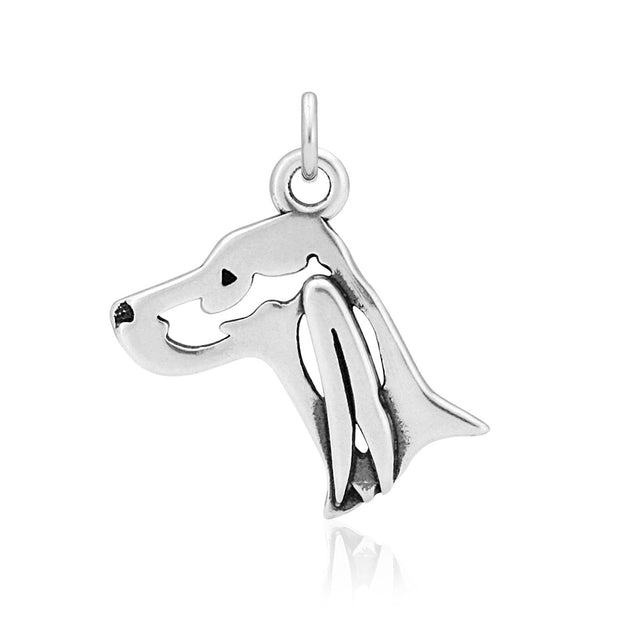 Irish Setter Pendant Head Design in Sterling Silver.