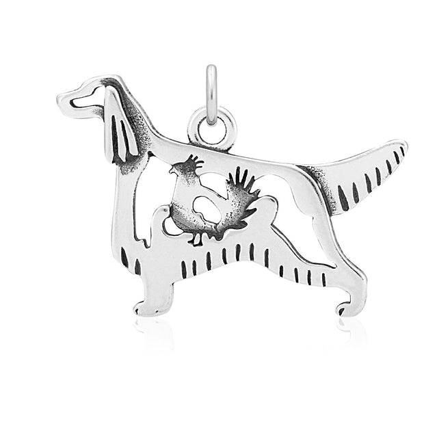 Irish Setter Pendant Body Design with Grouse in Sterling Silver.