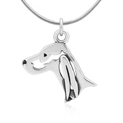 Irish Setter Necklace Head Design in Sterling Silver on Snake Chain.