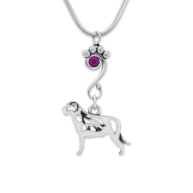 Crystal Irish Wolfhound Necklace, w/Wolf Body