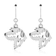 Irish Wolfhound Earrings Head Design in Sterling Silver in Leverback.