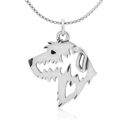 Irish Wolfhound Necklace Head Design in Sterling Silver on Box Chain.