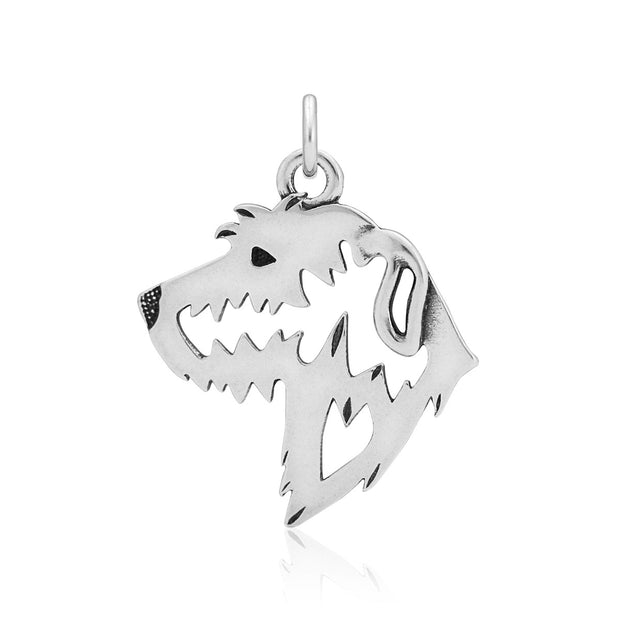 Irish Wolfhound Pendant Head Design in Sterling Silver.