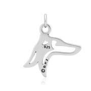 Italian Greyhound Pendant Head Design in Sterling Silver Back Side View.