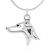 Italian Greyhound Necklace Head Design in Sterling Silver on Box Chain.