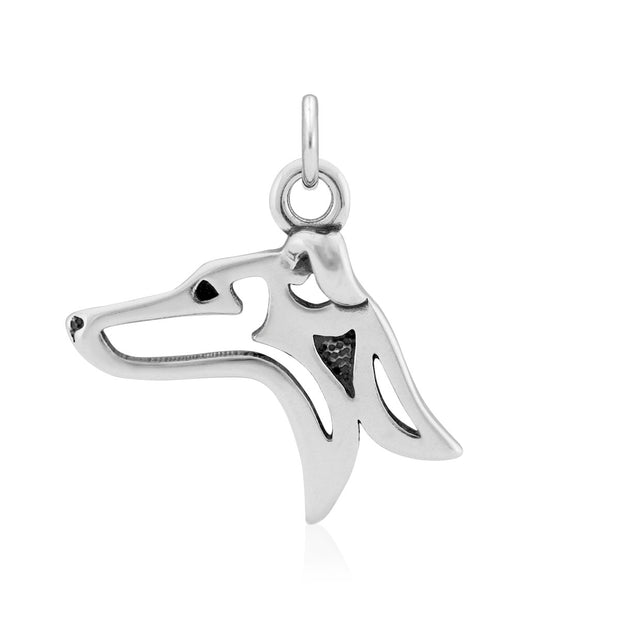 Italian Greyhound Pendant Head Design in Sterling Silver.