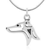 Italian Greyhound Necklace Head Design in Sterling Silver on Snake Chain.