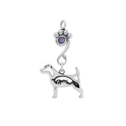 Crystal Jack Russell Terrier Necklace, w/Fox Body