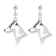 Jack Russell Terrier Clip-On Earrings Smooth Coat Head Design in Sterling Silver.