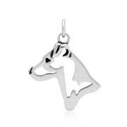 Jack Russell Terrier Pendant Smooth Coat Head Design in Sterling Silver.