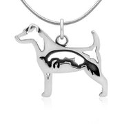 Jack Russell Terrier Necklace Body Design with Fox in Sterling Silver on Snake Chain.