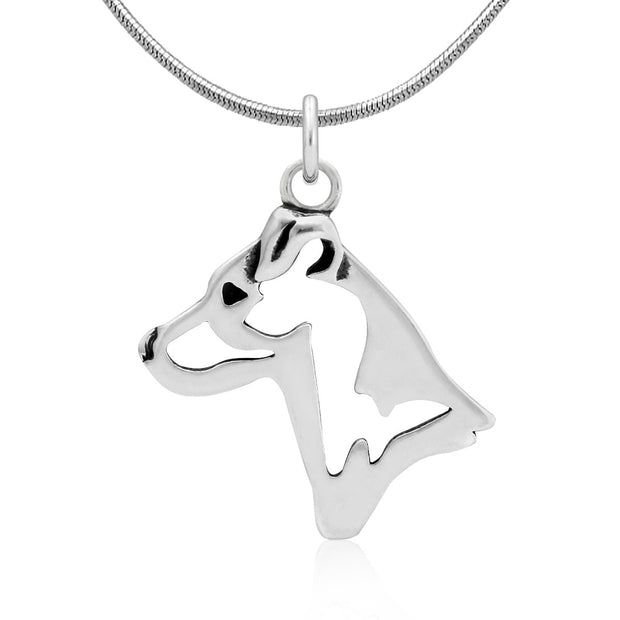 Jack Russell Terrier Pendant Necklace in Sterling Silver, Smooth