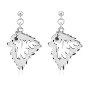 Keeshond Earrings Head Design in Sterling Silver in Dangle Post.