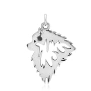 Keeshond Pendant Head Design in Sterling Silver.