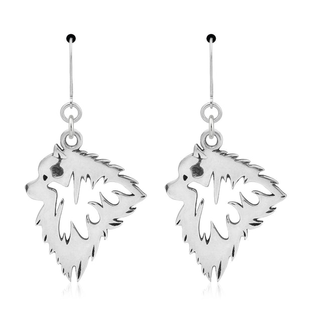 Sterling Silver Keeshond Earrings