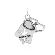 Labrador Retriever Pendant Head Design with Ducks in Sterling Silver Back Side View.